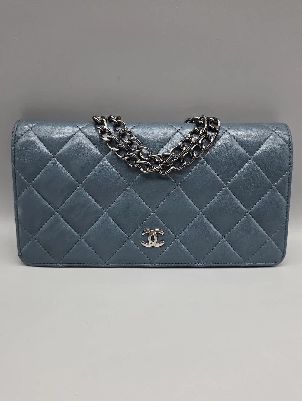 💙CHANEL Authentic Blue Dusk Leather Clutch/Wallet💙